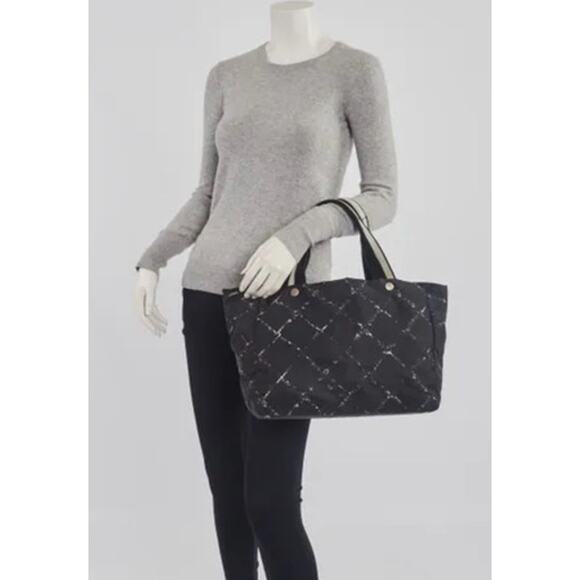 CHANEL Black Nylon Quilted By The Sea Print Tote Bag*Excellent Pre-loved Shape - Picture 1 of 15